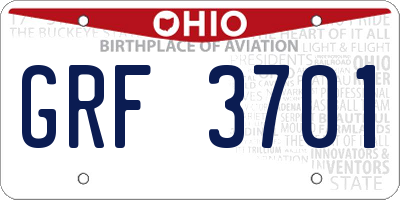 OH license plate GRF3701