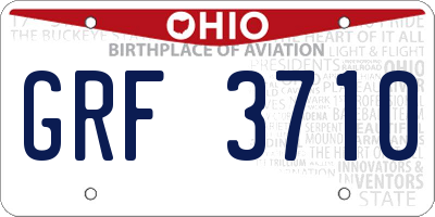 OH license plate GRF3710