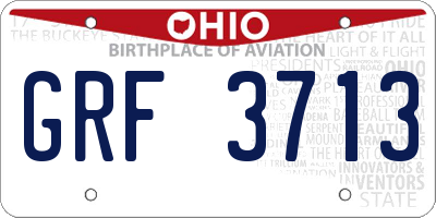 OH license plate GRF3713