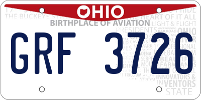 OH license plate GRF3726