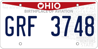 OH license plate GRF3748