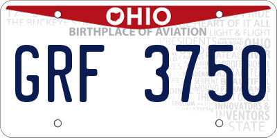 OH license plate GRF3750