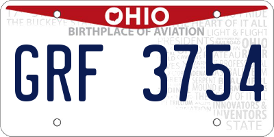 OH license plate GRF3754