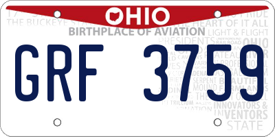 OH license plate GRF3759