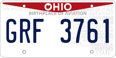 OH license plate GRF3761