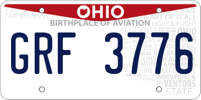 OH license plate GRF3776