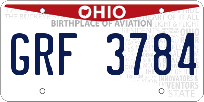 OH license plate GRF3784