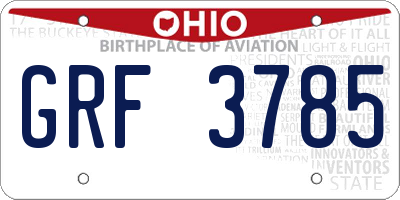 OH license plate GRF3785