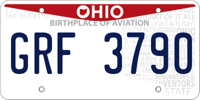 OH license plate GRF3790