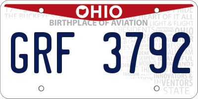 OH license plate GRF3792