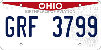 OH license plate GRF3799