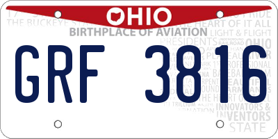 OH license plate GRF3816