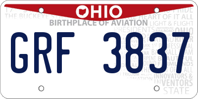 OH license plate GRF3837