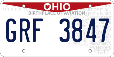 OH license plate GRF3847