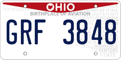 OH license plate GRF3848
