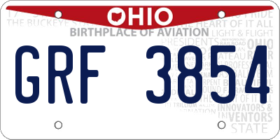 OH license plate GRF3854