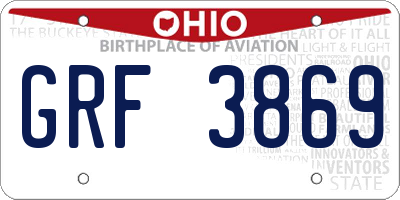OH license plate GRF3869