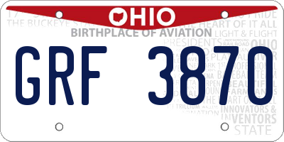 OH license plate GRF3870