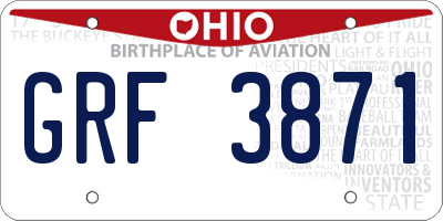 OH license plate GRF3871
