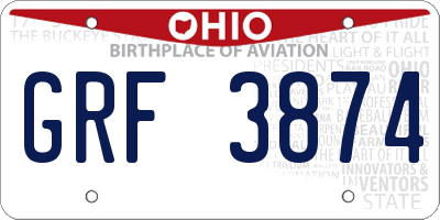 OH license plate GRF3874