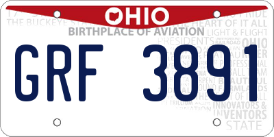 OH license plate GRF3891