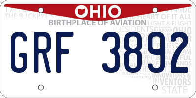 OH license plate GRF3892