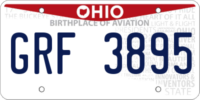 OH license plate GRF3895