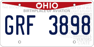 OH license plate GRF3898