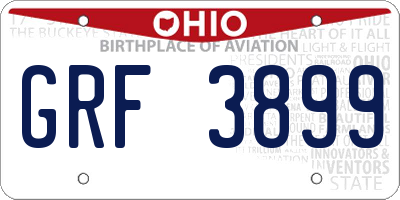 OH license plate GRF3899