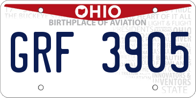 OH license plate GRF3905