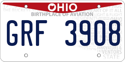 OH license plate GRF3908