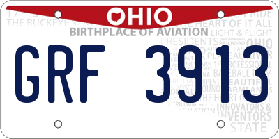 OH license plate GRF3913