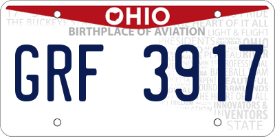 OH license plate GRF3917