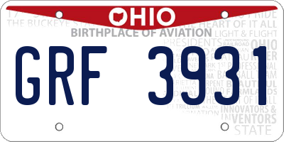 OH license plate GRF3931