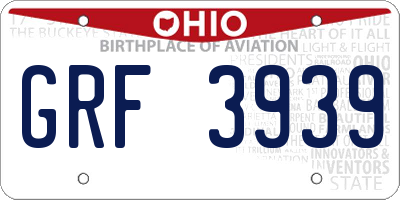 OH license plate GRF3939
