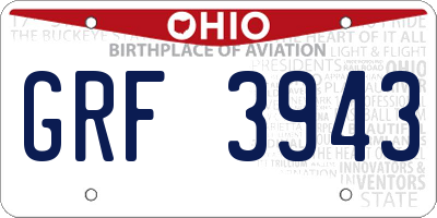 OH license plate GRF3943