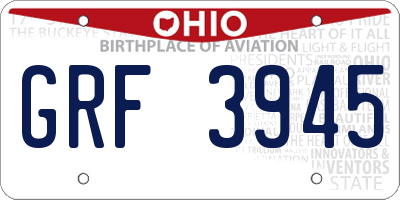 OH license plate GRF3945
