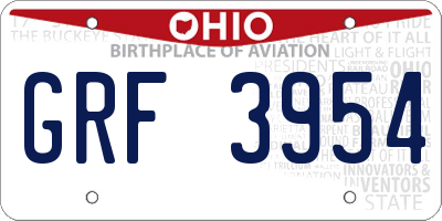 OH license plate GRF3954