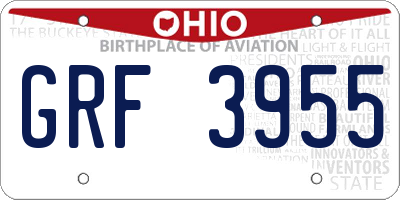 OH license plate GRF3955