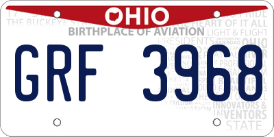 OH license plate GRF3968