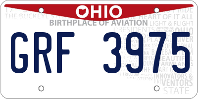 OH license plate GRF3975