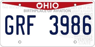 OH license plate GRF3986