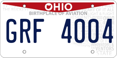 OH license plate GRF4004