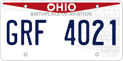 OH license plate GRF4021