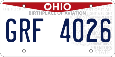 OH license plate GRF4026