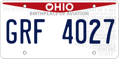 OH license plate GRF4027