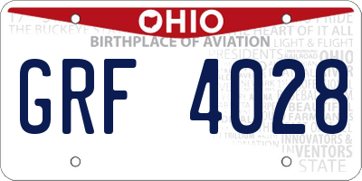 OH license plate GRF4028