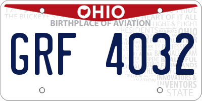 OH license plate GRF4032