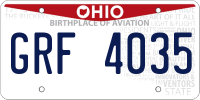 OH license plate GRF4035