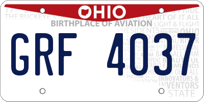 OH license plate GRF4037